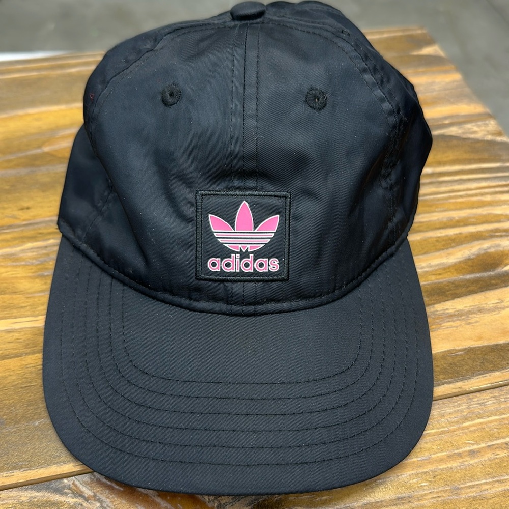 Adidas Black Pink Nylon Lightweight Adjustable Back Strap Baseball Hat Cap